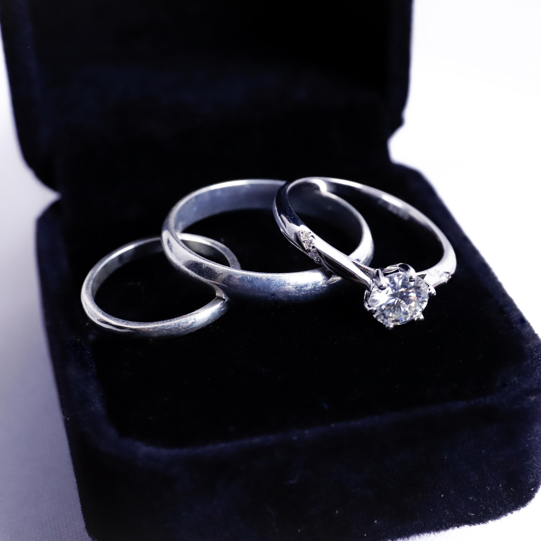 Trío de Bodas en Plata 925 y Cristal de Moissanita