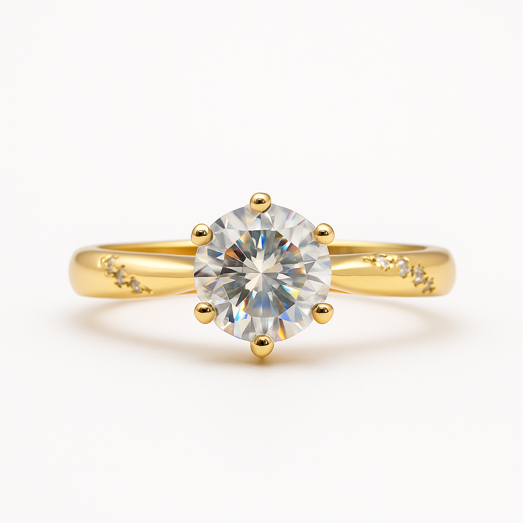 Anillo de compromiso Luz del corazon con piedra mosanita 1CT