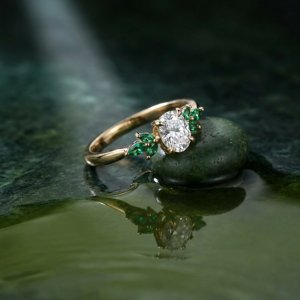 Jardin de esmeralda - Moissanita, diamante y esmerldas