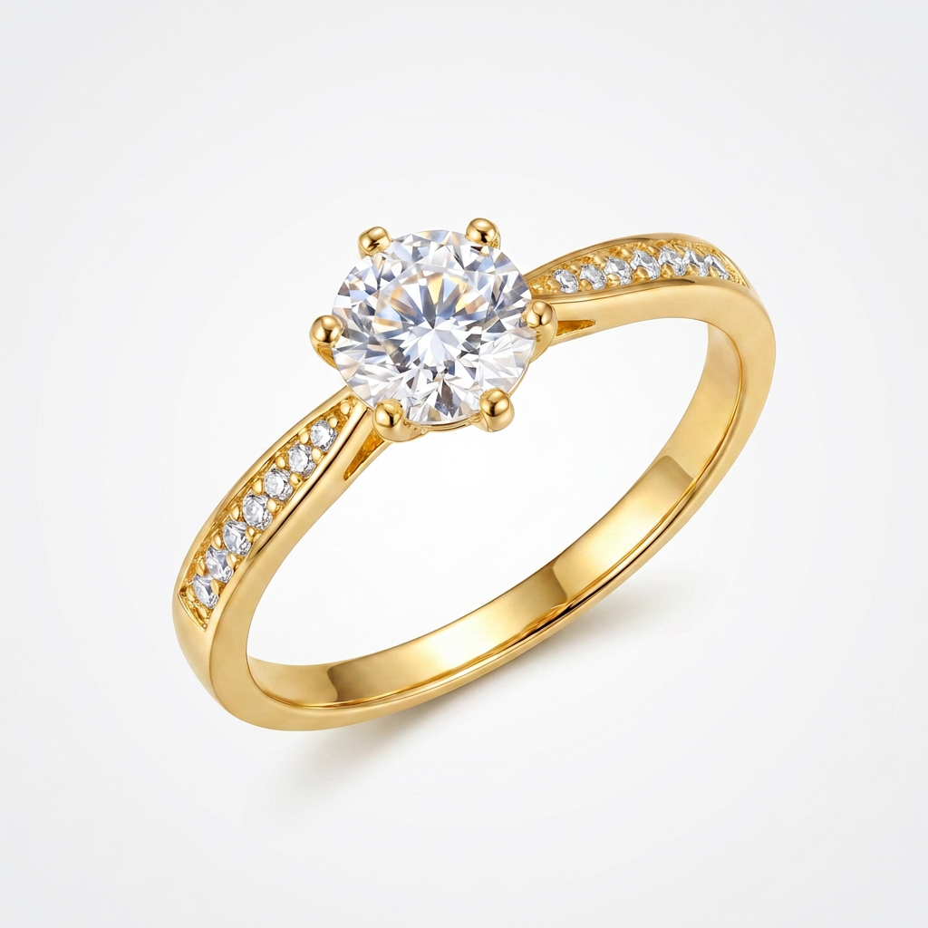 Trío de Boda Nexo Radiante — Set Completo con Moissanite en Vermeil de Oro