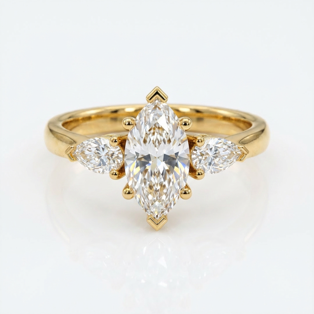 Trinidad de Amor — Anillo de Compromiso Tres Piedras - Oro Sólido