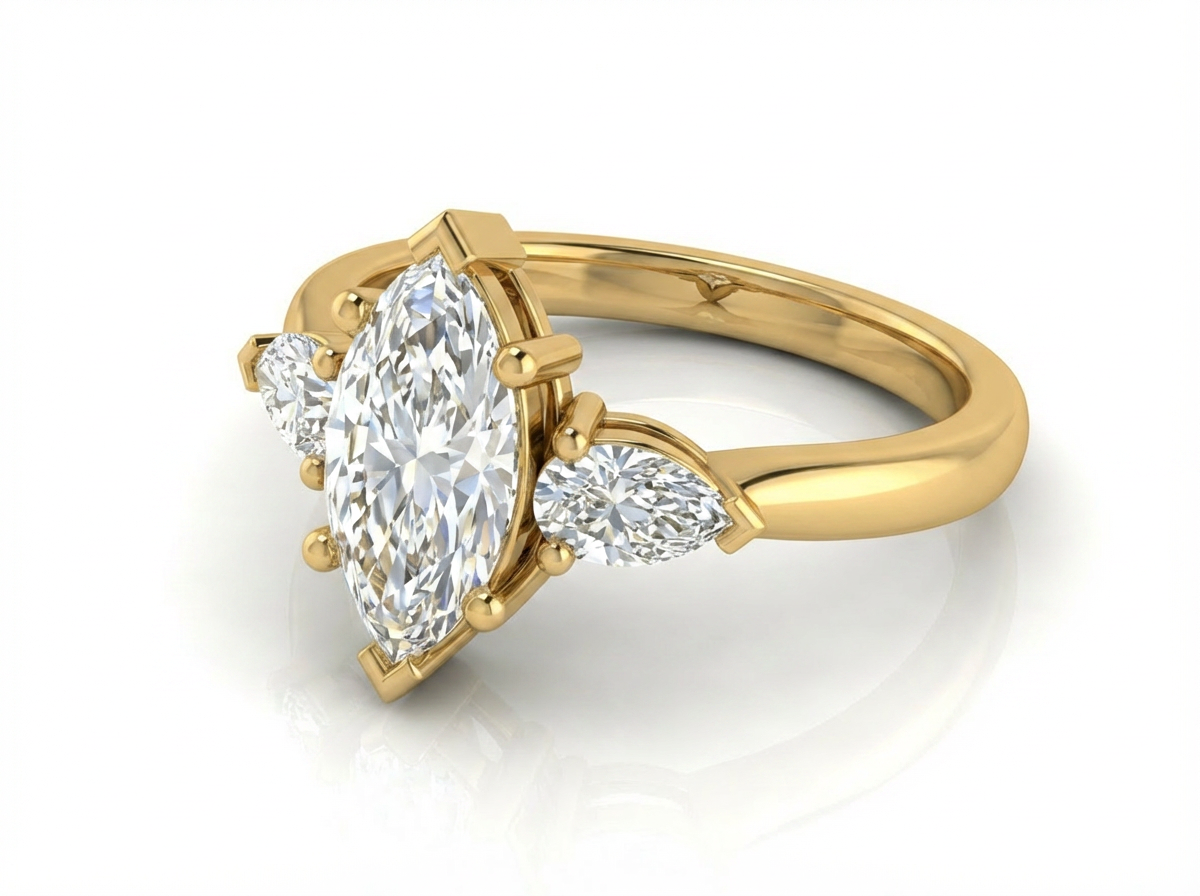 Trinidad de Amor — Anillo de Compromiso Tres Piedras - Oro Sólido