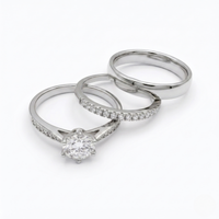 Trio Nexo Radiante - Plata 925 con baño de oro blanco - Moissanita