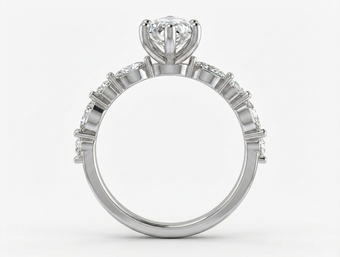 Anillo Destello Marquise con moissanita en plata 925 — SilverShine (vista 4)