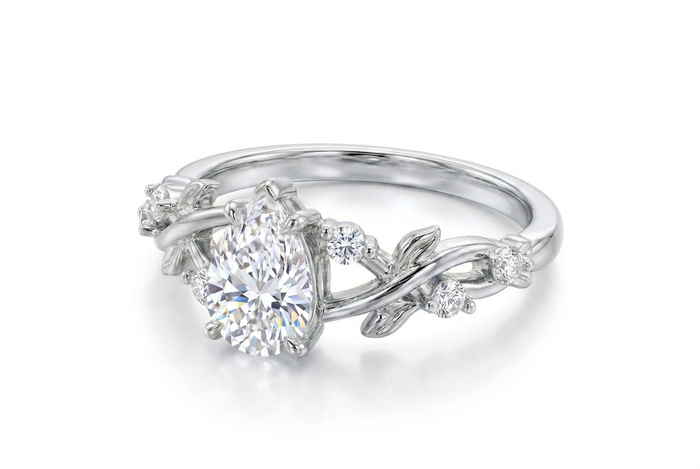 Rocío del Alba · Anillo con moissanita en plata 925 — SilverShine (vista lateral)