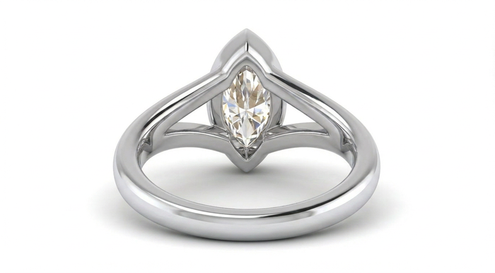 Caricia Dorada · Anillo solitario marquise bezel en plata 925 — SilverShine (vista 4)