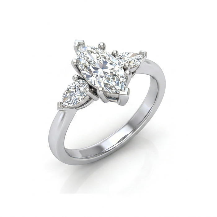 Trinidad de Amor · Anillo de compromiso tres piedras en plata 925 — SilverShine (vista 3)