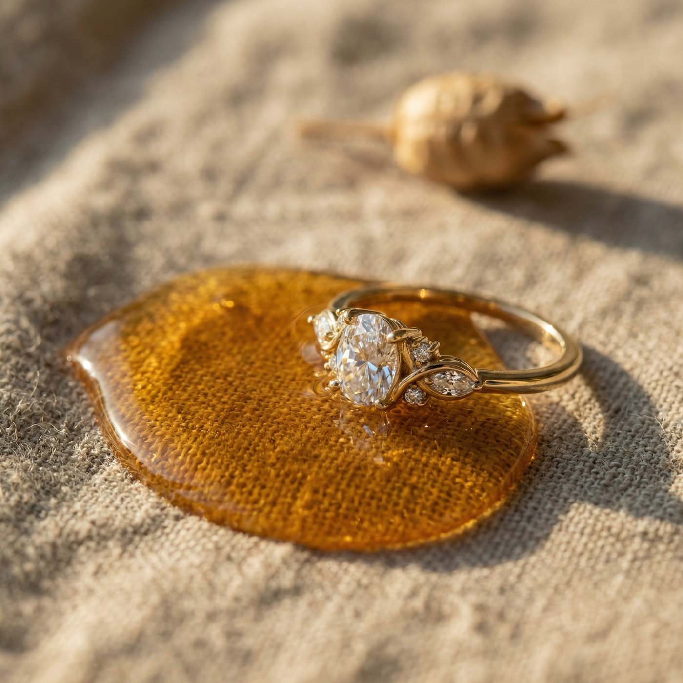 Jardín de Luz · Anillo de Compromiso Oval con Diseño Botánico en oro, vermeil o plata 925 — SilverShine (vista 6)