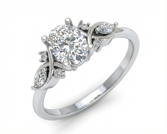 Jardín de Luz · Anillo de compromiso oval botánico en plata 925 — SilverShine