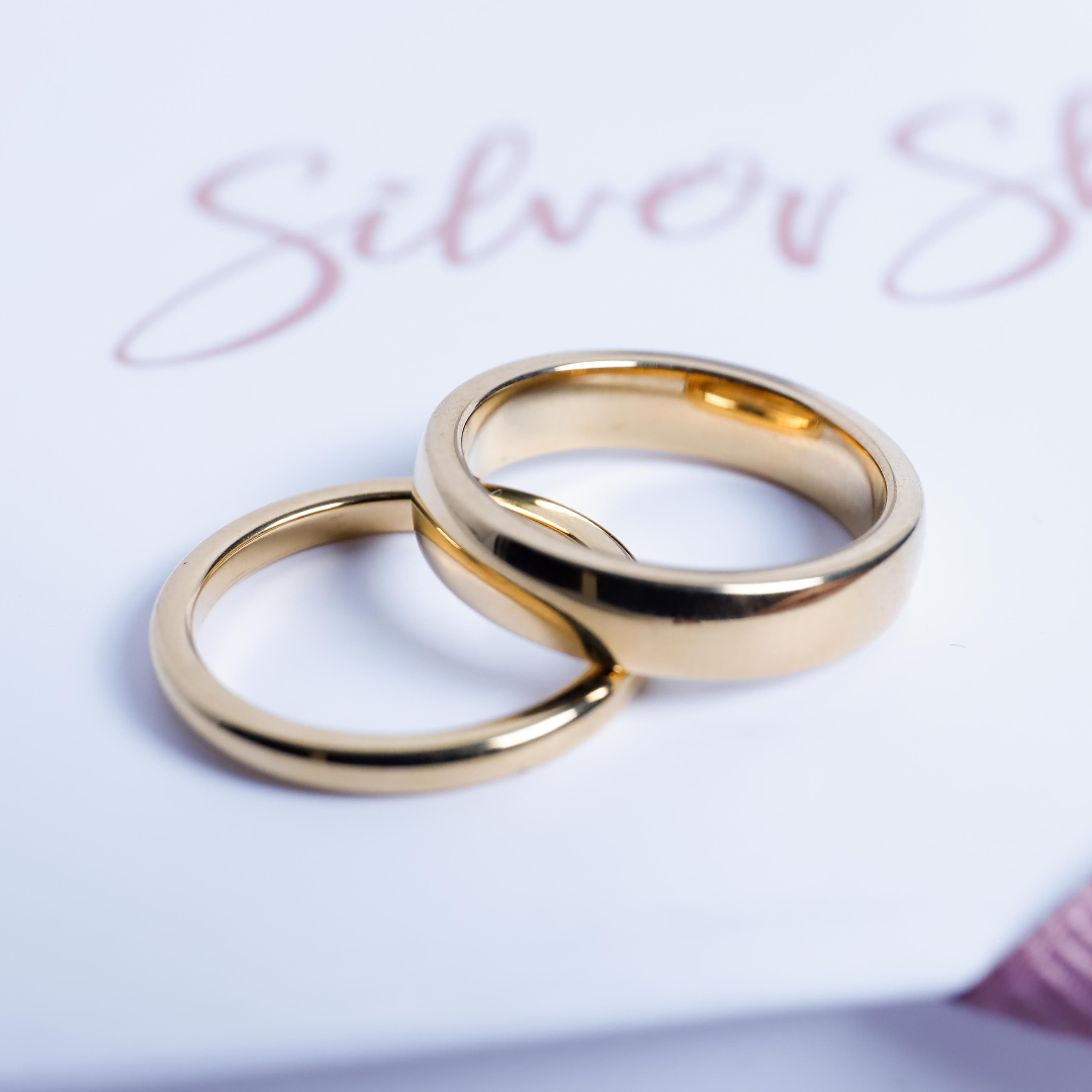 Trio de boda con piedra Moissanita de 1CT - Oro Solido