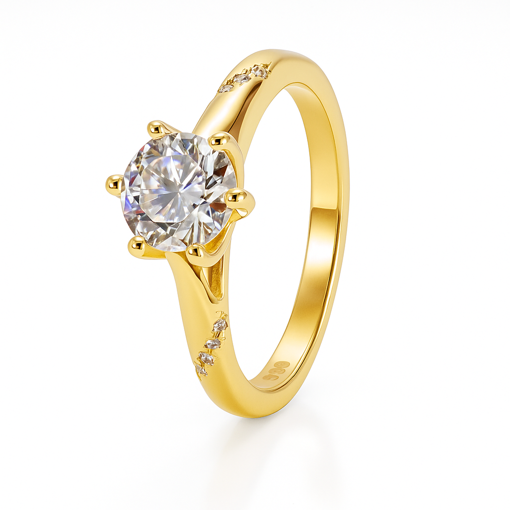 Anillo de compromiso Luz del corazón con piedra moissanita 1CT en oro, vermeil o plata 925 — SilverShine