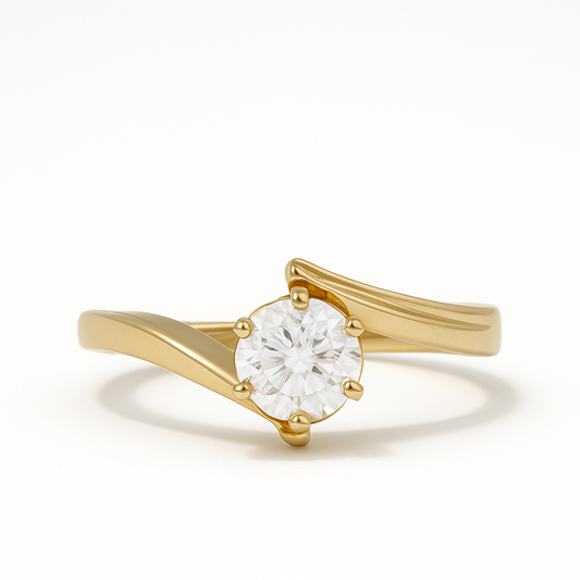 Anillo de compromiso Giro del Destino con piedra mosanita