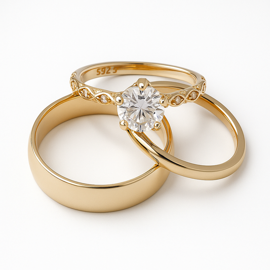 Trio de boda Jardin de promesas - Oro solido