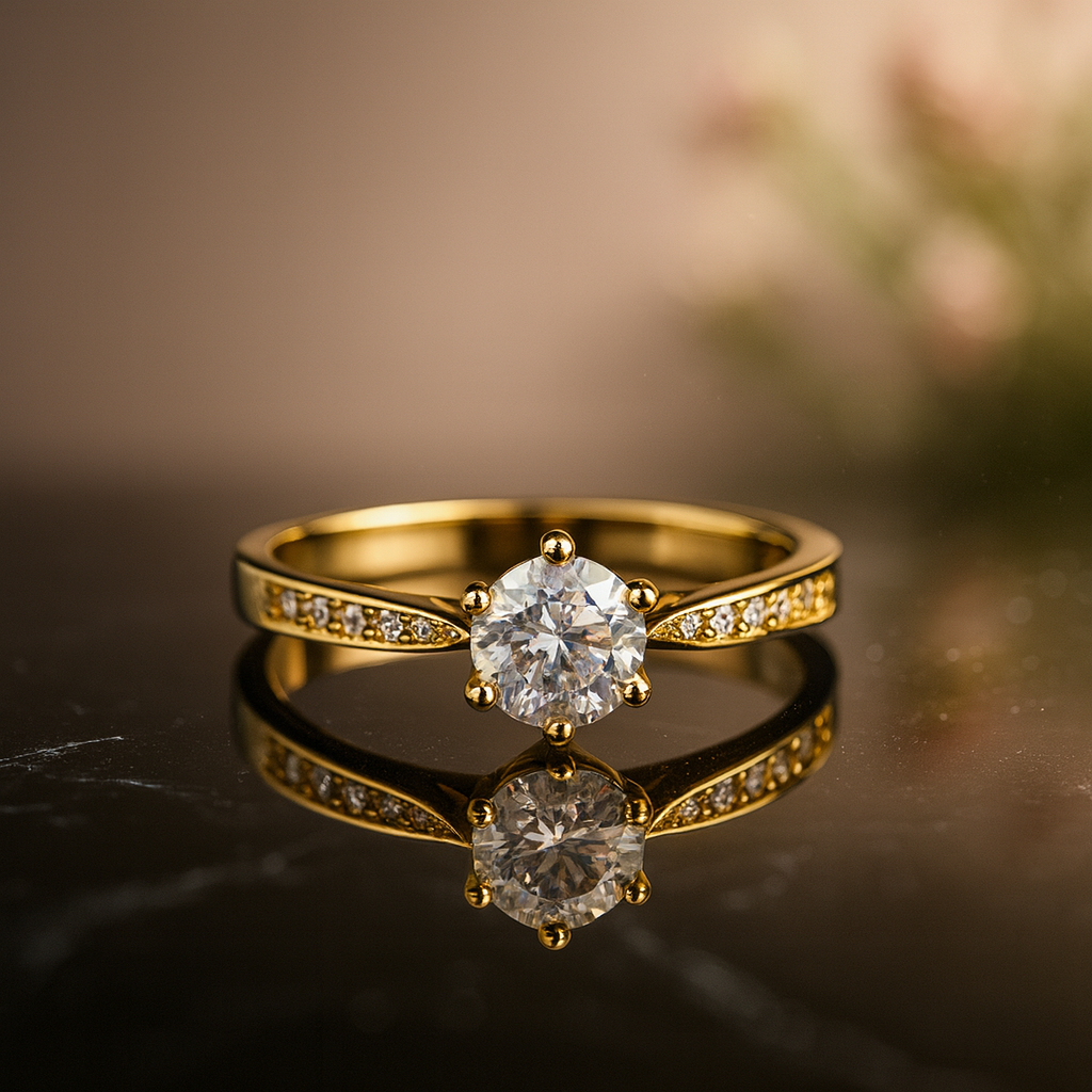 Anillo de Nexo radiante con piedra mosanita 1CT