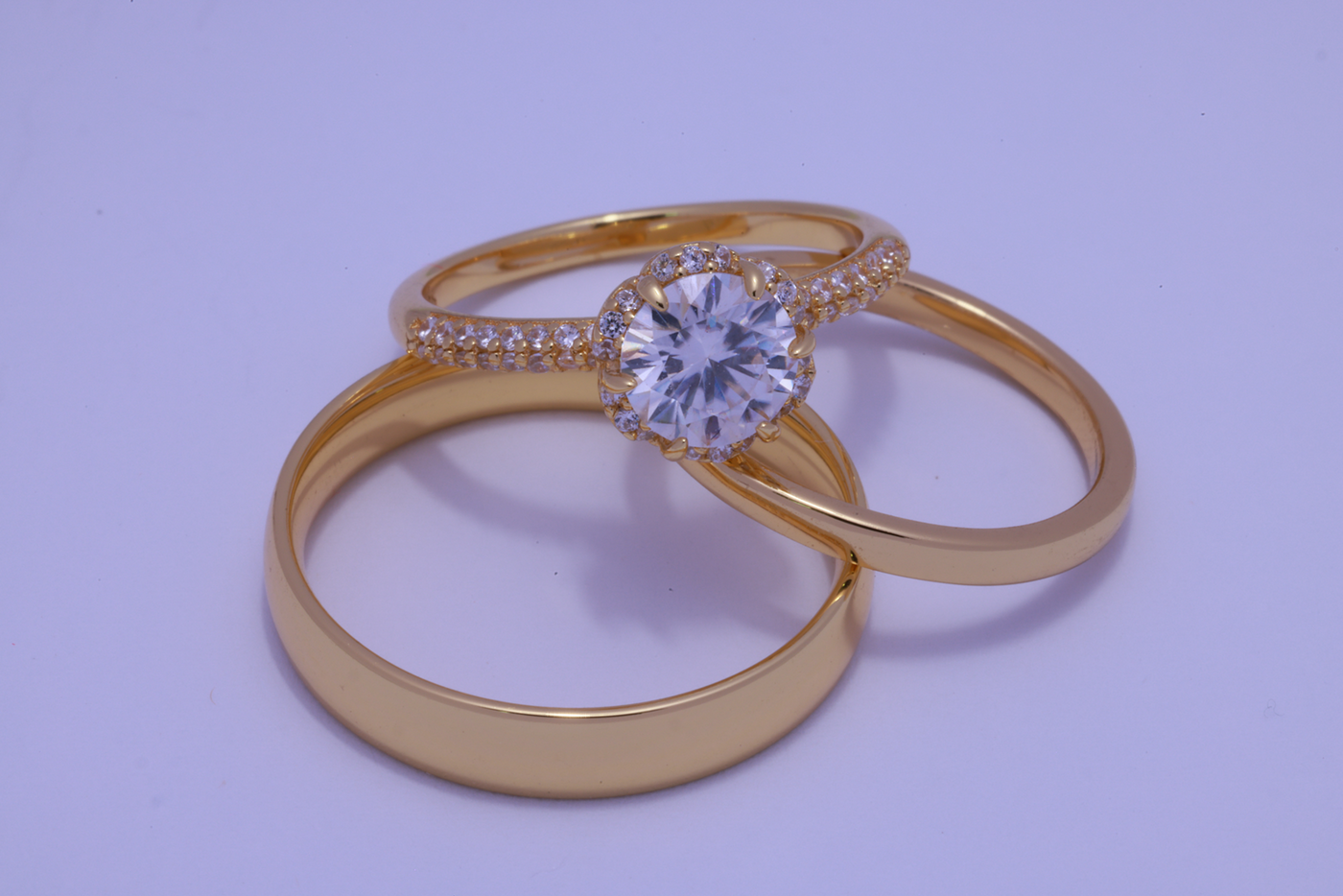 Trío de boda Cumbre de Amor · Oro sólido en oro sólido — SilverShine (vista 2)