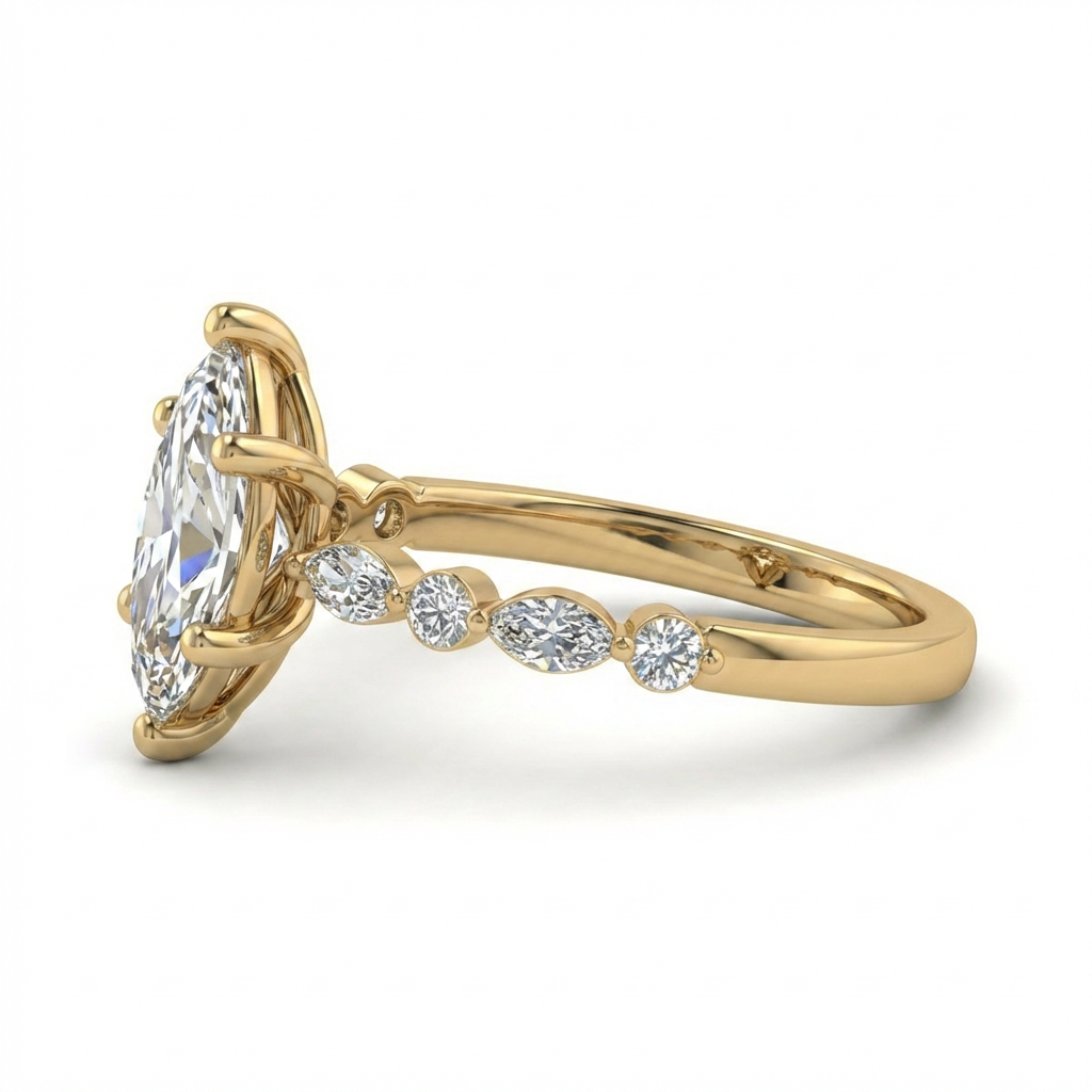 Anillo Destello Marquise · Oro Sólido 10K / 14K / 18K en oro sólido — SilverShine (vista 3)