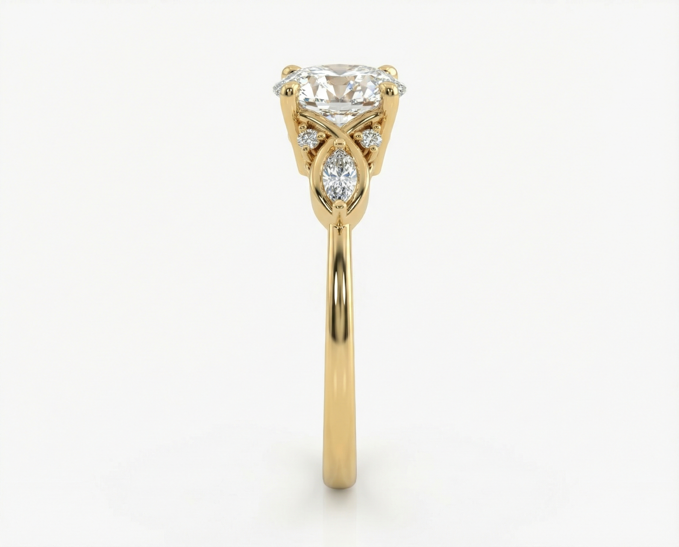 Trío de Boda Jardín de Luz — Set Completo en Vermeil de Oro con Zirconia