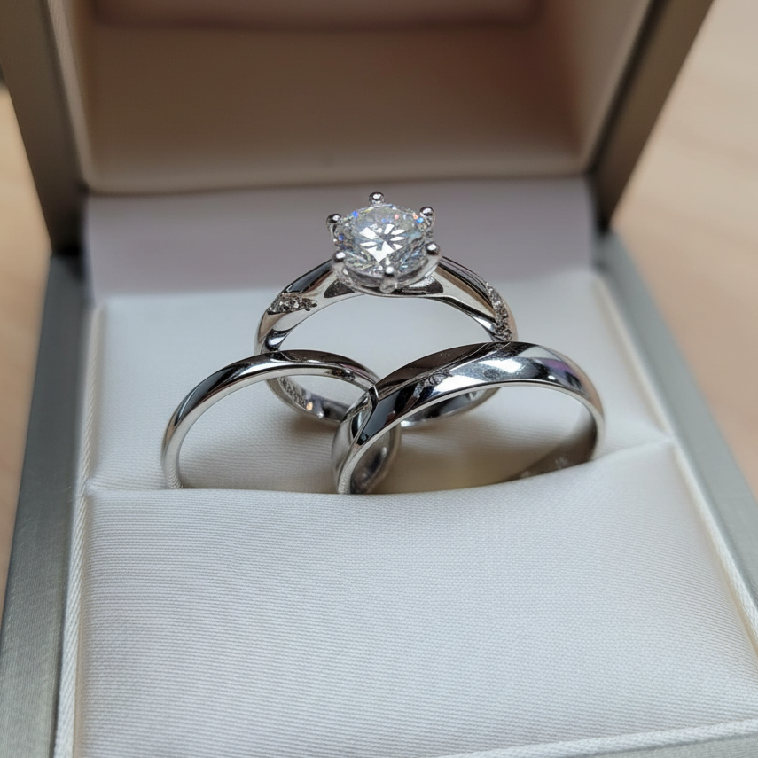 Trio Luz del corazon - Plata 925 y cristal moissanita