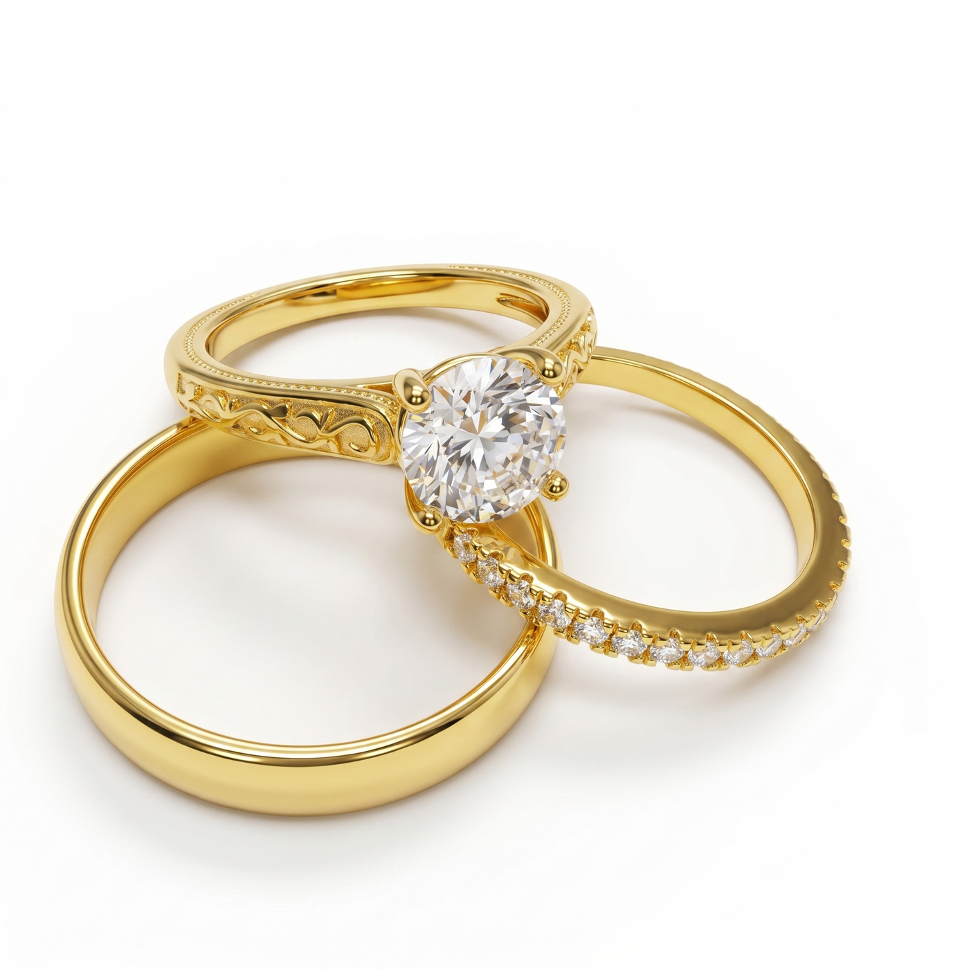 Trío de Boda Herencia de Amor · Set Completo en Vermeil de Oro con Zirconia en oro vermeil 18K — SilverShine (vista 2)