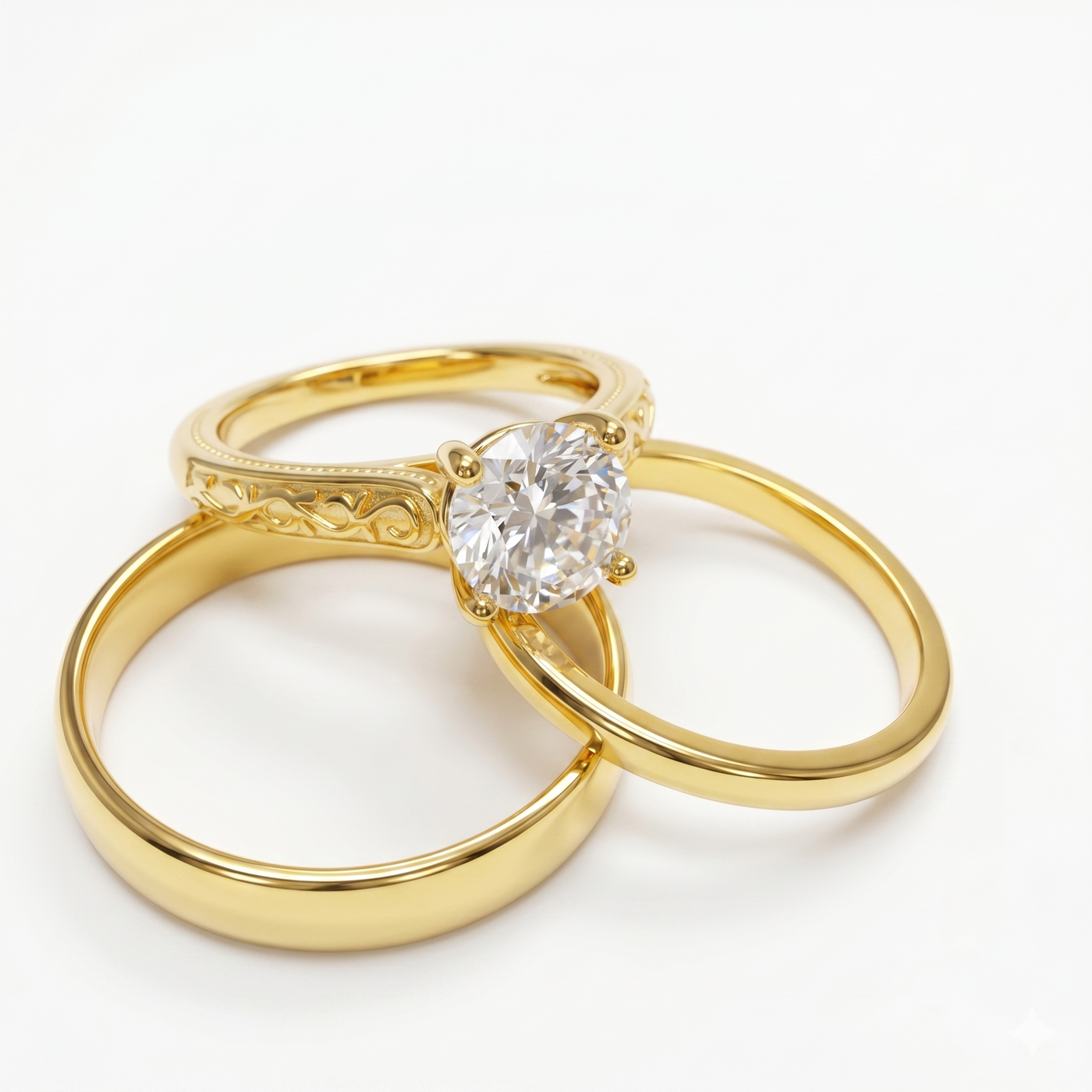 Trío de Boda Herencia de Amor · Set Completo en Vermeil de Oro con Zirconia en oro vermeil 18K — SilverShine