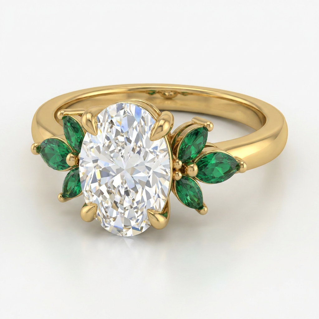 Jardin de esmeralda - Moissanita, diamante y esmerldas