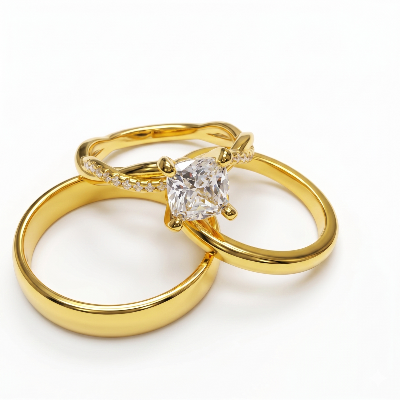 Trío de Boda Lazo Eterno · Set Completo en Vermeil de Oro con Zirconia en oro vermeil 18K — SilverShine