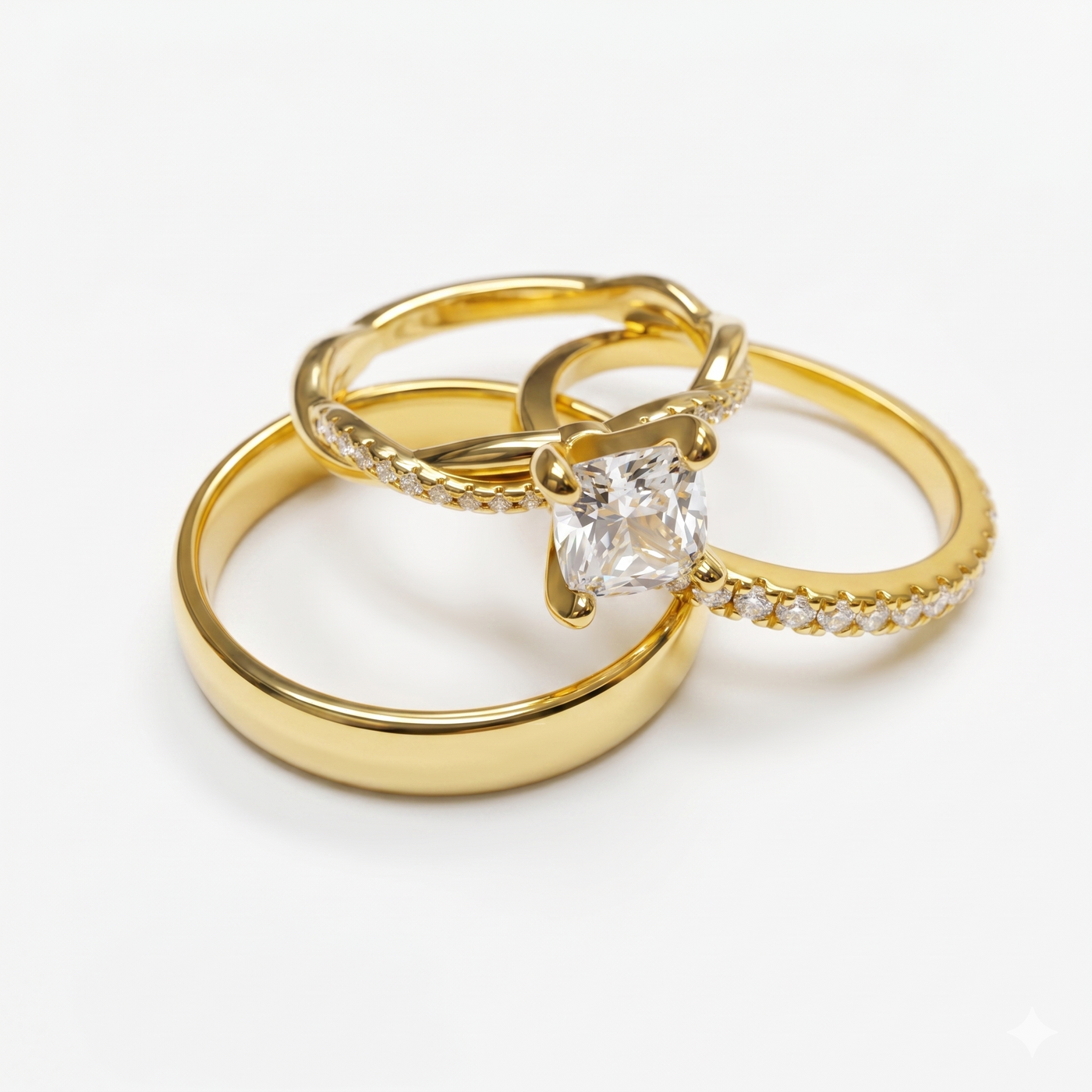 Trío de Boda Lazo Eterno · Set Completo en Vermeil de Oro con Zirconia en oro vermeil 18K — SilverShine (vista 2)