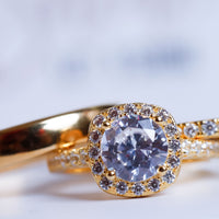 El Trío Perfecto con circonia en forma cuadrada - Bañado en oro vermeil 18K