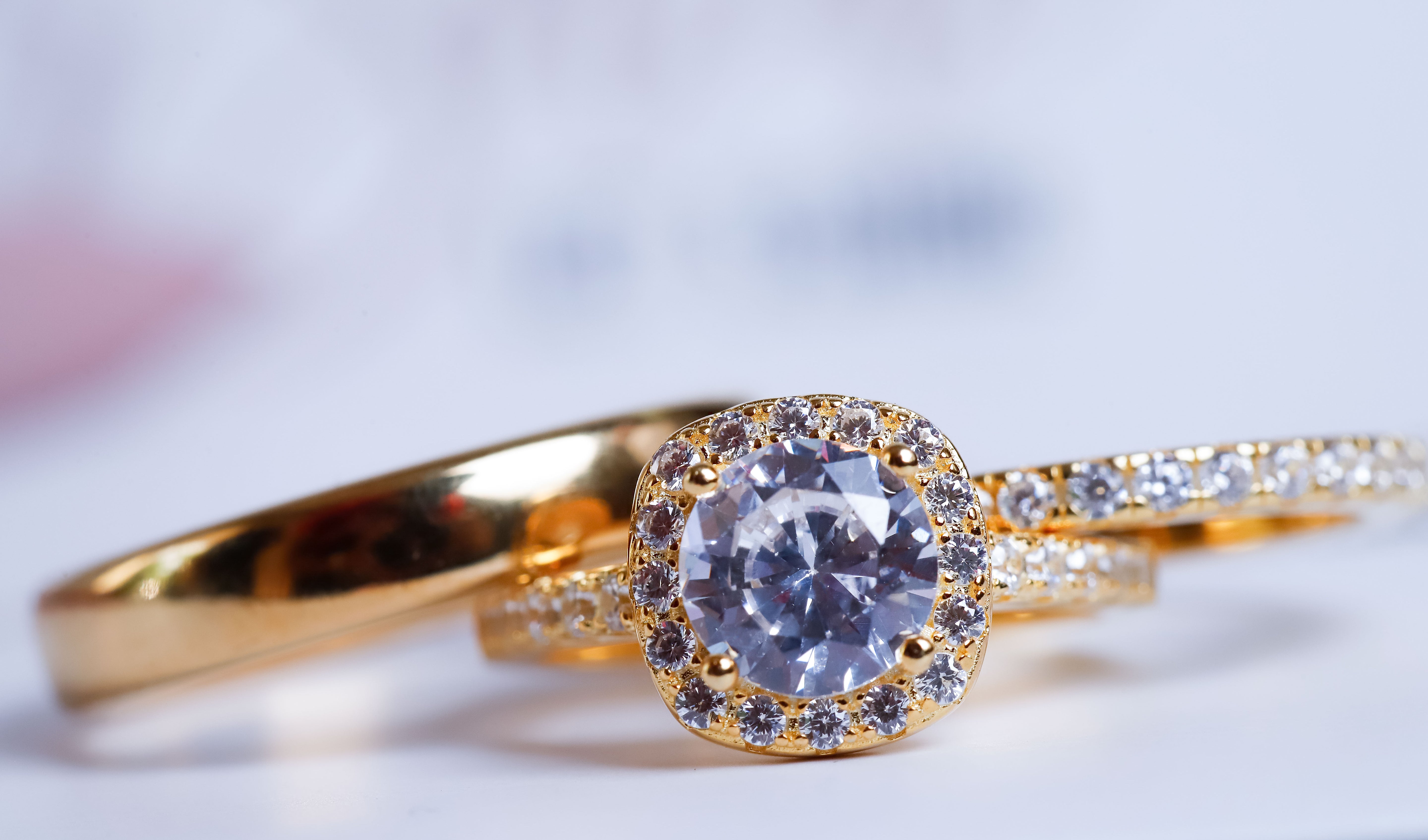 El Trío Perfecto con circonia en forma cuadrada - Bañado en oro vermeil 18K