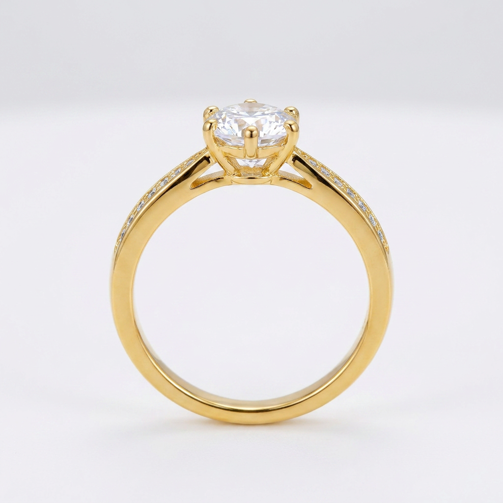 Trío de Boda Nexo Radiante · Set Completo con Moissanite en Vermeil de Oro en oro vermeil 18K — SilverShine (vista 4)