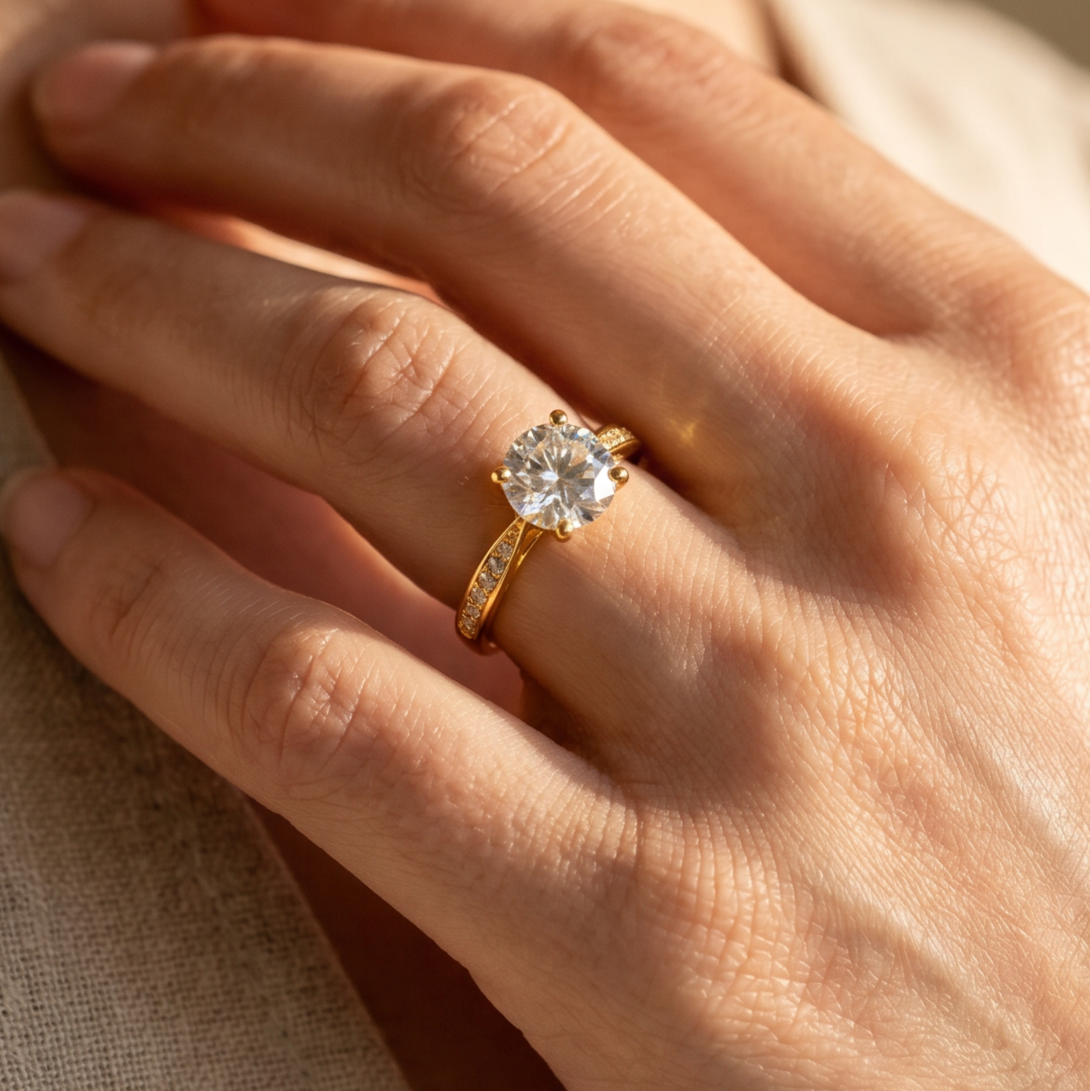 Trío de Boda Nexo Radiante · Set Completo con Moissanite en Vermeil de Oro en oro vermeil 18K — SilverShine (vista 8)