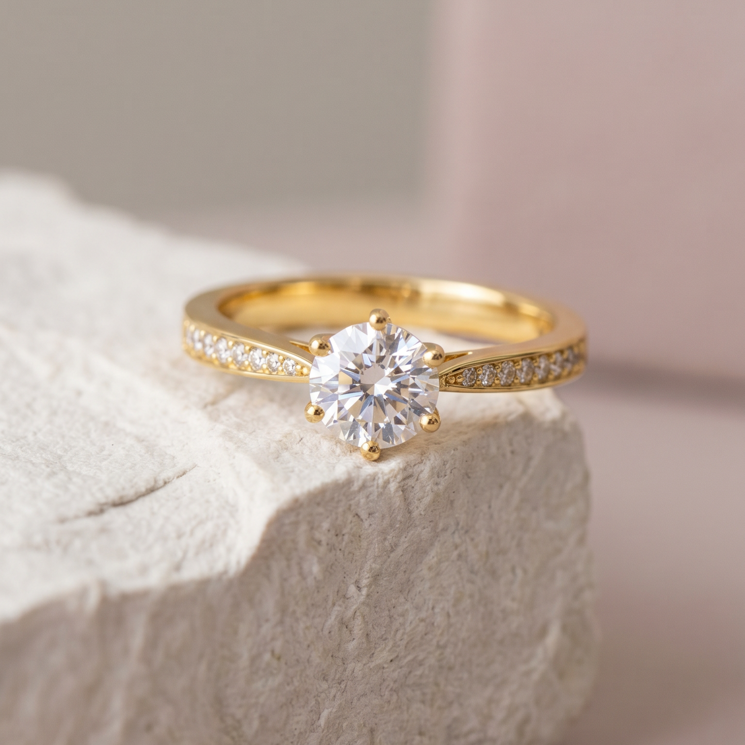 Trío de Boda Nexo Radiante — Set Completo con Moissanite en Vermeil de Oro