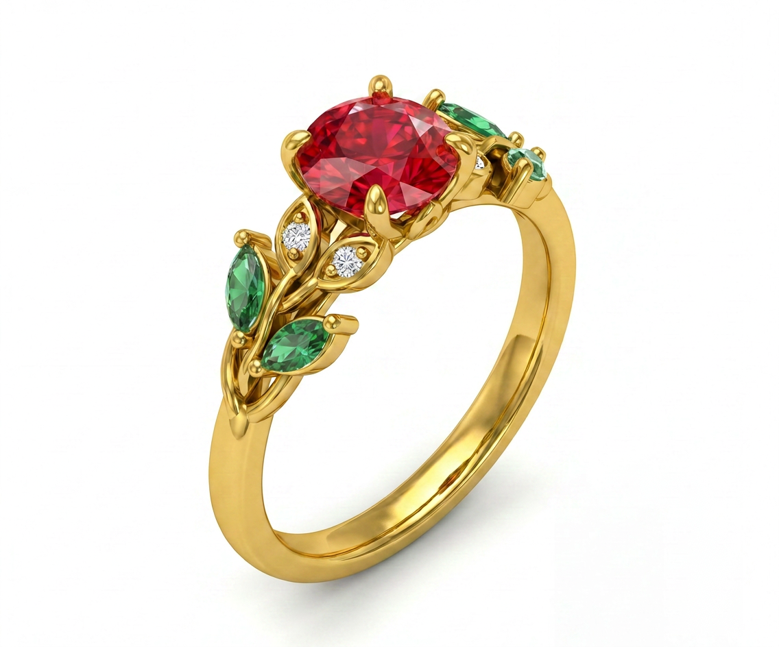 Rosa Eterna · Rubí, Esmeralda y diamante en oro, vermeil o plata 925 — SilverShine