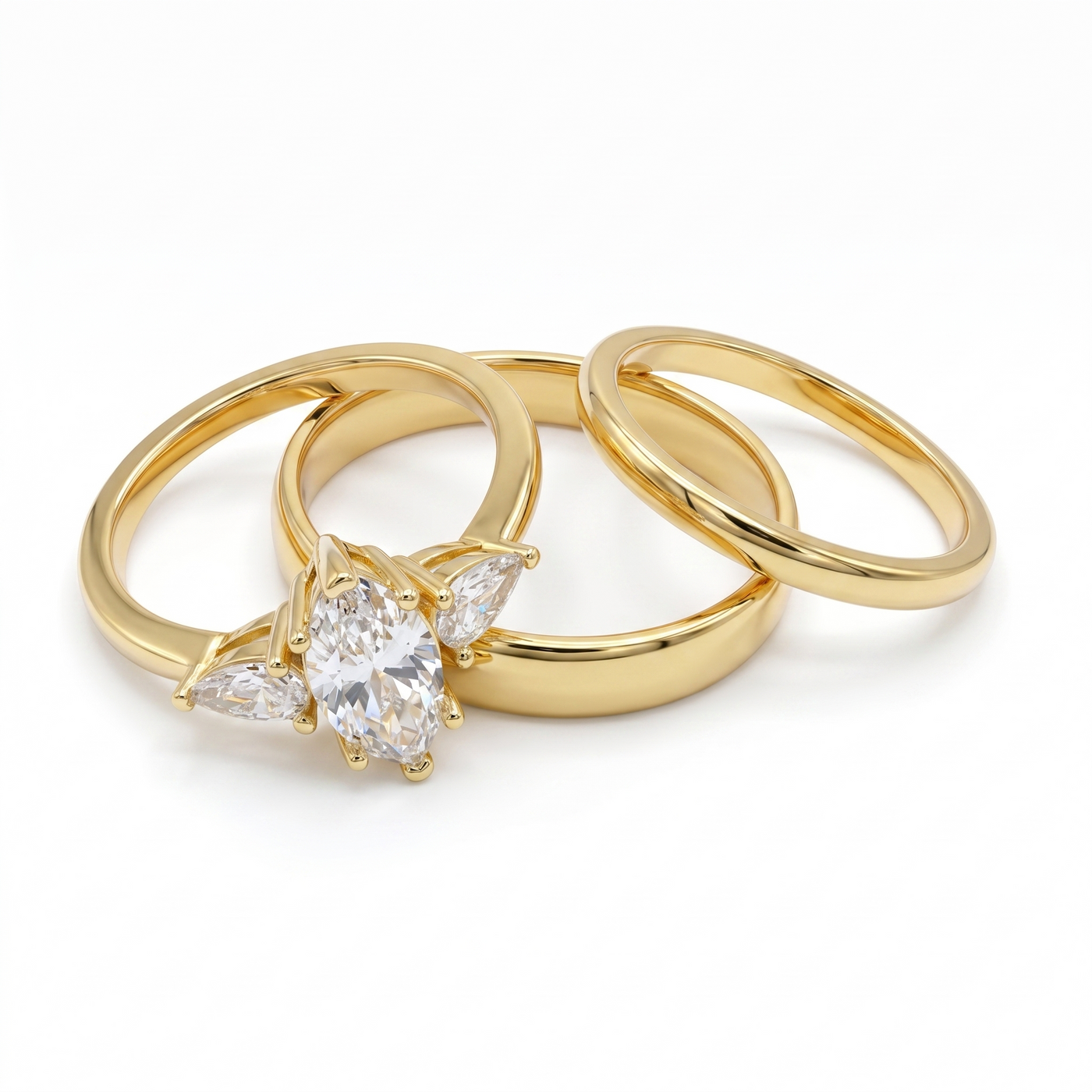Trío de Boda Trinidad de Amor · Set Completo en Vermeil de Oro con Zirconia en oro vermeil 18K — SilverShine
