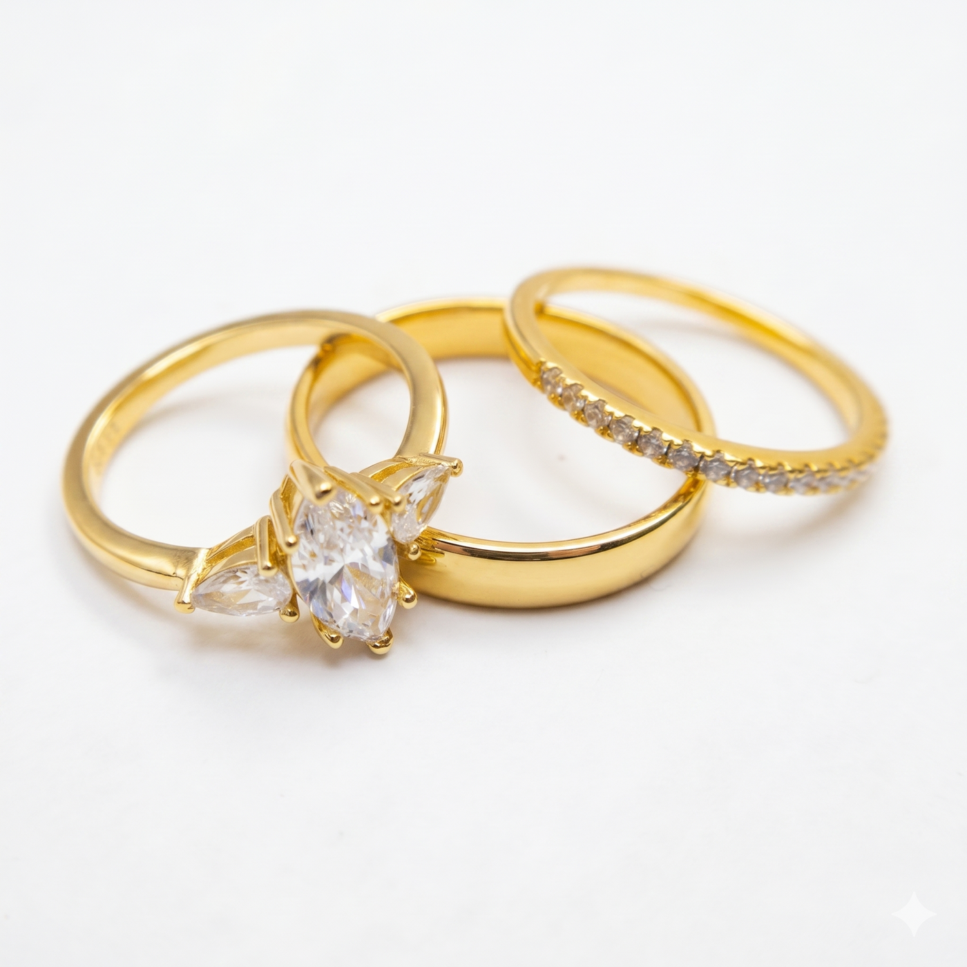 Trío de Boda Trinidad de Amor · Set Completo en Vermeil de Oro con Zirconia en oro vermeil 18K — SilverShine (vista 2)