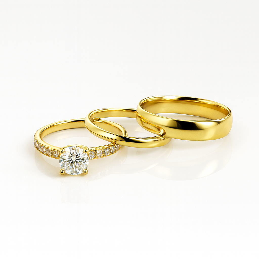 Trío de boda Sendero de Luz · Bañado en oro vermeil 18K en oro vermeil 18K — SilverShine
