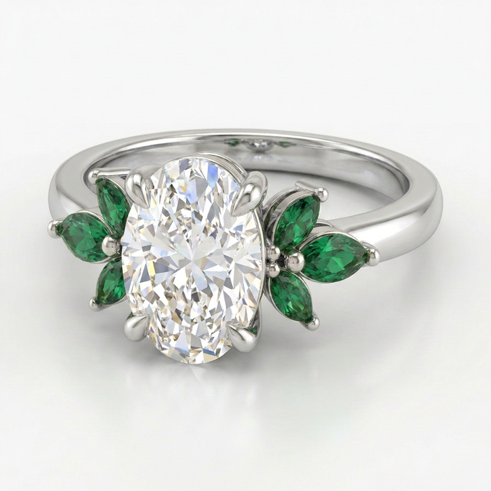 Jardín de Esmeralda · Anillo con moissanita y esmeraldas en plata 925 — SilverShine (vista 3)