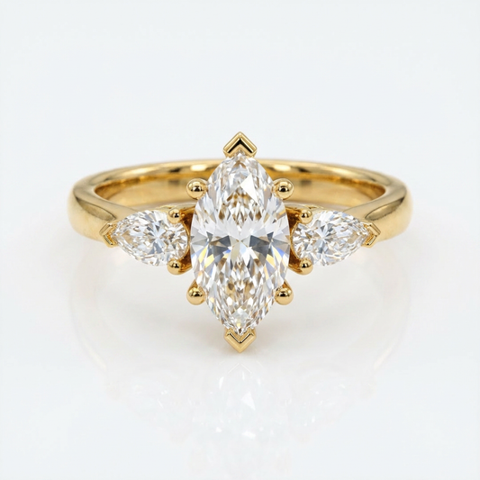 Trinidad de Amor — Anillo de Compromiso Tres Piedras - Oro Sólido