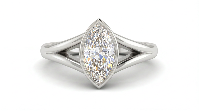 Caricia Dorada · Anillo solitario marquise bezel en plata 925 — SilverShine