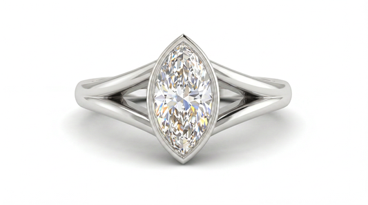 Caricia Dorada · Anillo solitario marquise bezel en plata 925 — SilverShine