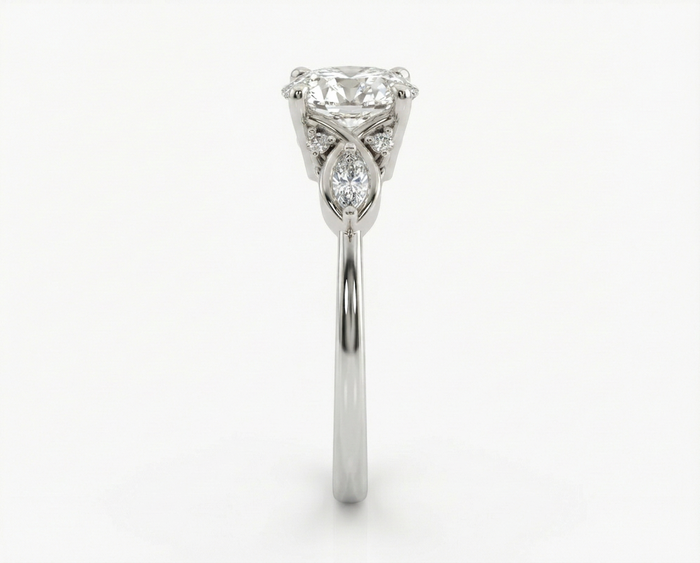Jardín de Luz · Anillo de compromiso oval botánico en plata 925 — SilverShine (vista 3)