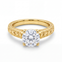 Herencia de Amor — Anillo Solitario Redondo con Filigrana Vintage en Vermeil u Oro Sólido