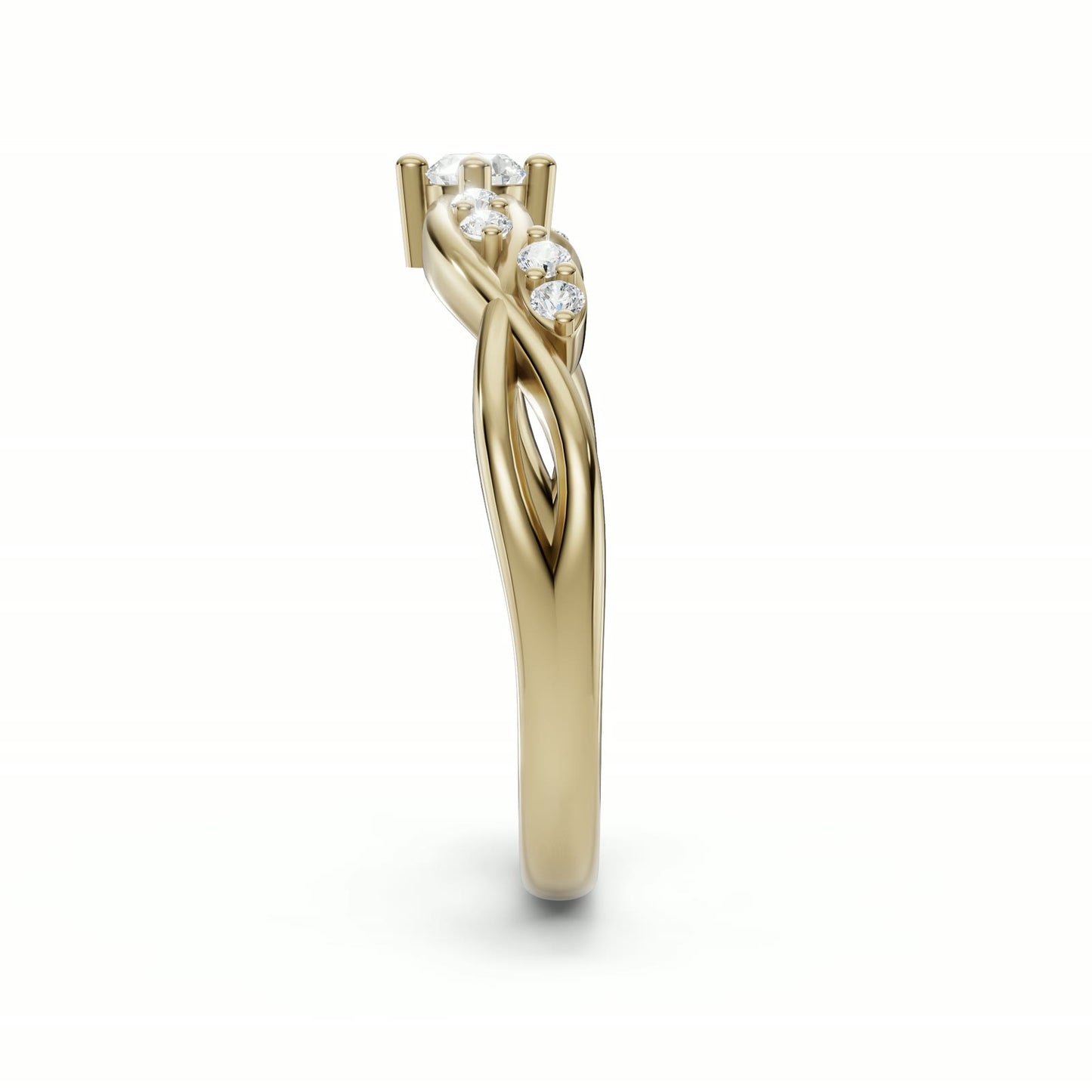 Jardín de Luz - Wedding Band en oro amarillo, lado
