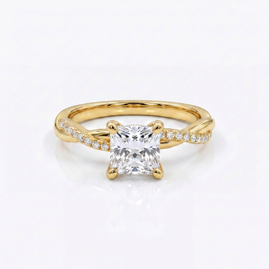 Lazo Eterno — Anillo de Compromiso Princess Twist en Vermeil u Oro Sólido